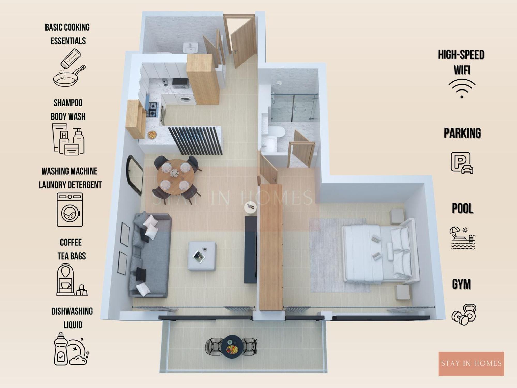 Apartment 1bed In Jvc By Stayinhomes - 20 Mins Business Bay - Parking - Pool - *